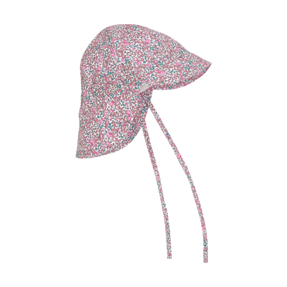 Sommerhat i Liberty-stof - Plumeria - 6-12 MDR. billede