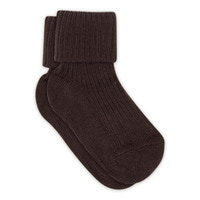 Baby rib ankelstrømpe - Dark Brown