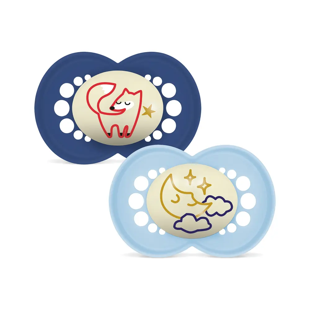 Mam - Original Night Silk Pacifiers - Blue - 16-36m