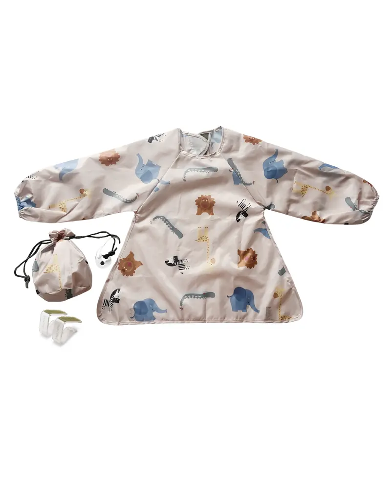 Langærmet BLW hagesmæk - Beige billede