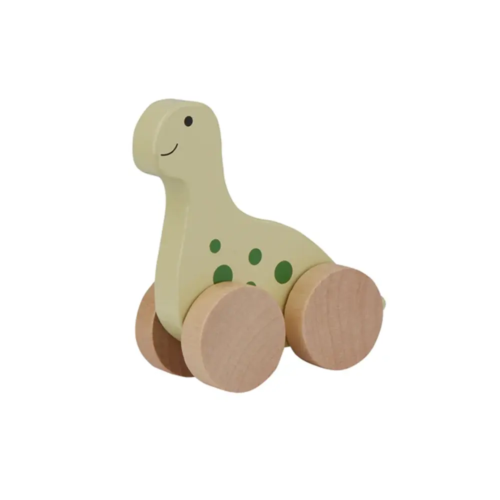 Wooden Dino on Wheel billede
