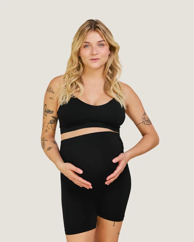 Sømløs graviditetsshorts - Sort - S/M billede