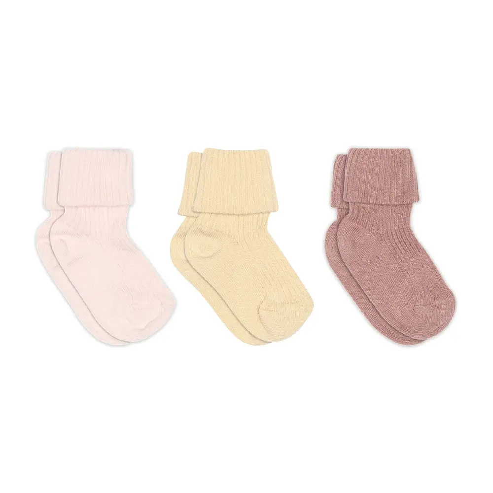 Rib baby strømper 3-pak - Woodrose - 17/18 billede