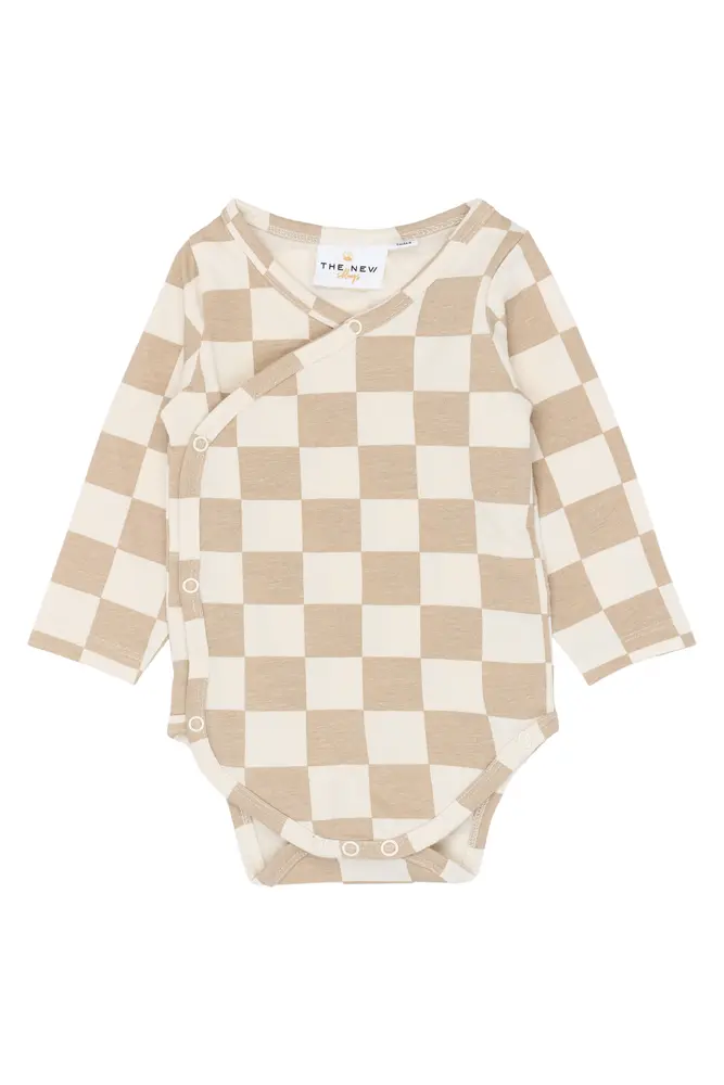 Theo Langærmet Wrap Body - Humus Check - 50