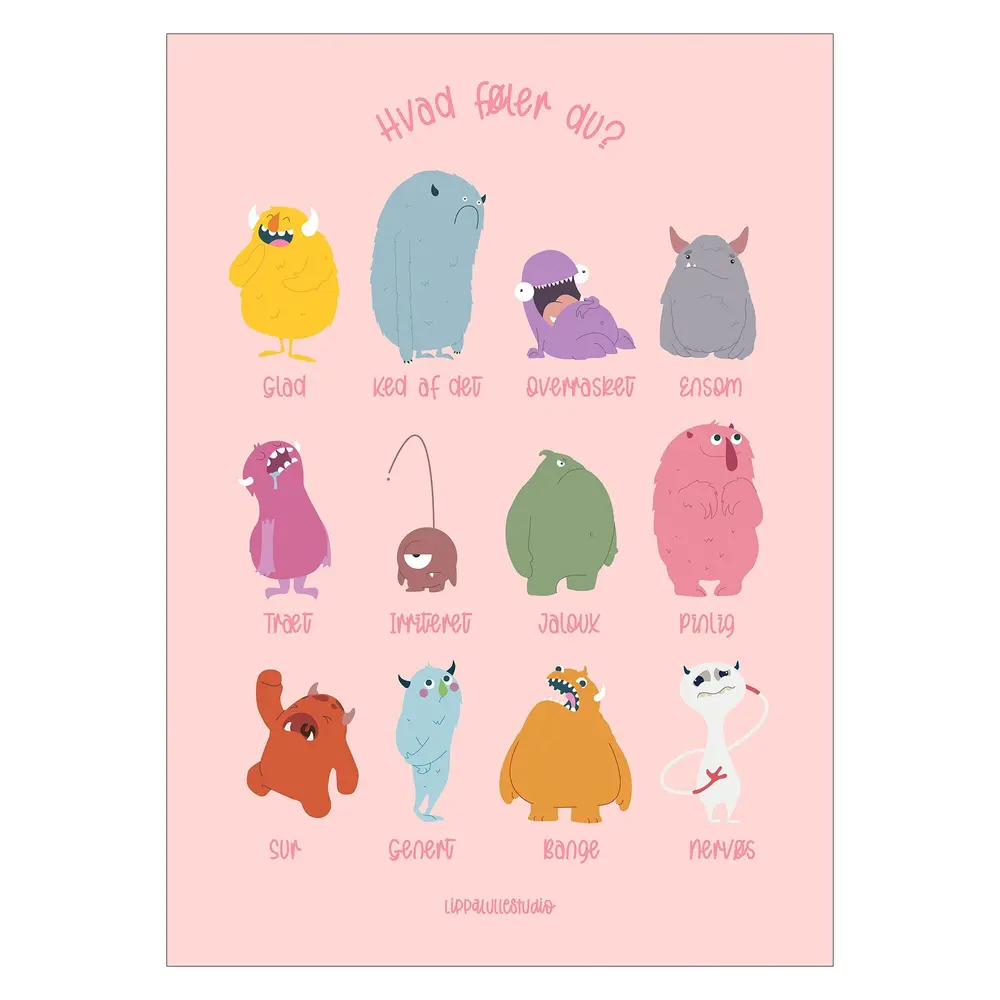 Plakat - De Tolv Følelser Pink 50x70 billede