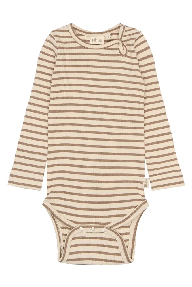 Sky Langærmet Body - Ginger Snap Striped - 74 CM billede