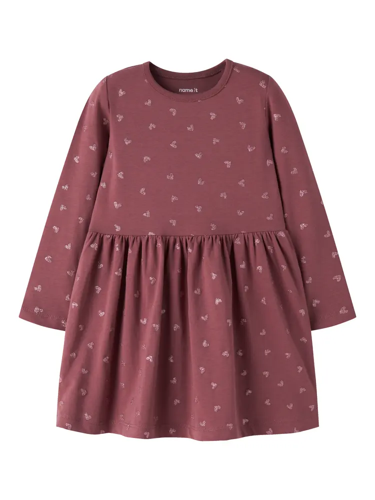Name It Kjole - NmfVivian - Wild Ginger/Pink Glitter Hearts