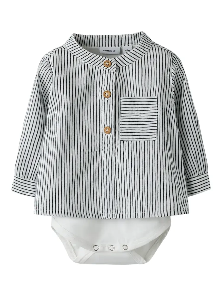 Far Langærmet Skjortebody - Cloud Dancer Navy Blazer - 62 billede
