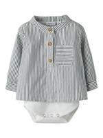 Far Langærmet Skjortebody - Cloud Dancer Navy Blazer