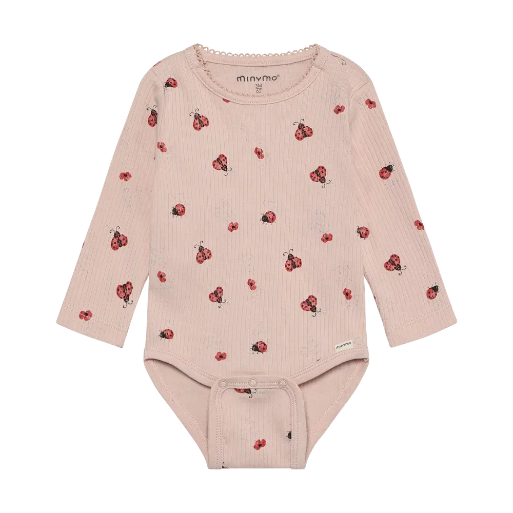 Langærmet Rib Body m. Print - Peach Whip - 50 billede