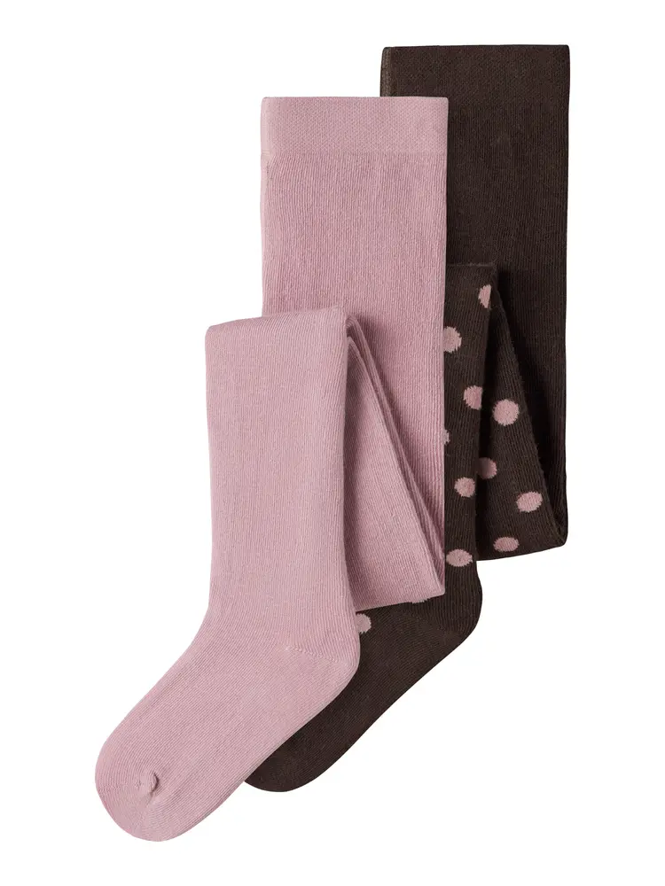 Name It Strømpebukser - 2-pak - NmfNina - Chocolate Plum/Lilas