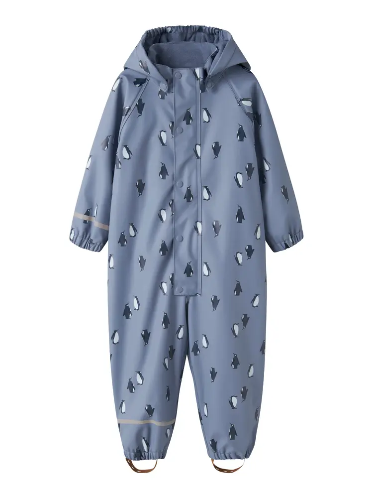 Name It Regndragt m. Fleece - PU - NmmDry10 - Country Blue m. Pi