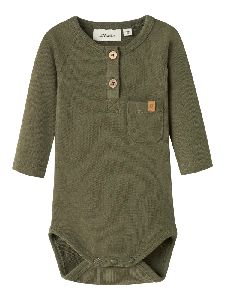 Lil' Atelier Luno Langærmet Slim Body - Winter Moss - 56