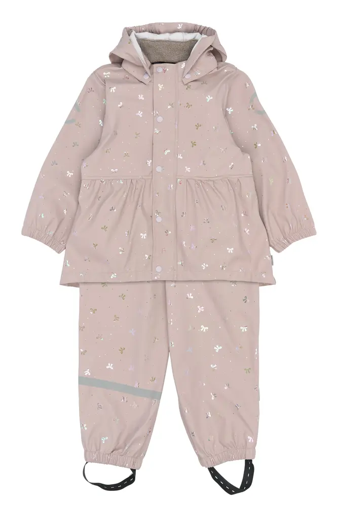 Regntøj Glitter PU m. Seler - Bow Foil AOP - 80 billede