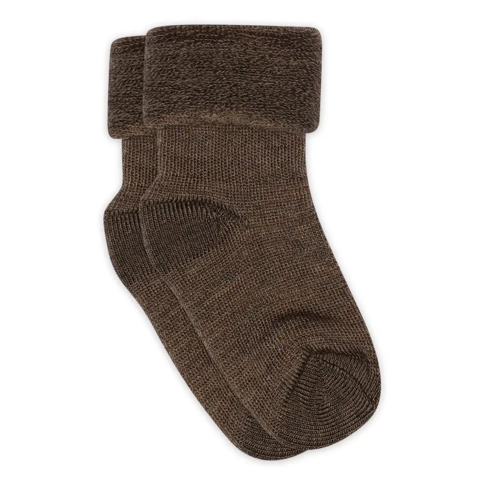 Uld Ankelstrømpe Terry - Brown Melange - 19/21 billede
