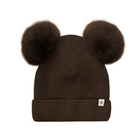 Strik Alpaca Hat Pompoms - Dark brown melange
