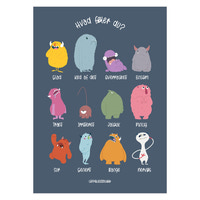 Plakat - De Tolv Følelser blå 50x70