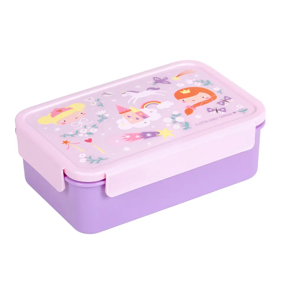 A Little Lovely Company - Bento Madkasse Princesses - Purple - 22 X 7 X 14.5 Cm
