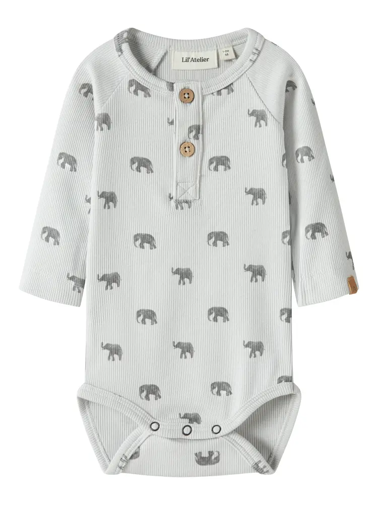 Lil' Atelier Lavo Eko Langærmet Slim Body - Glacier Gray - 56