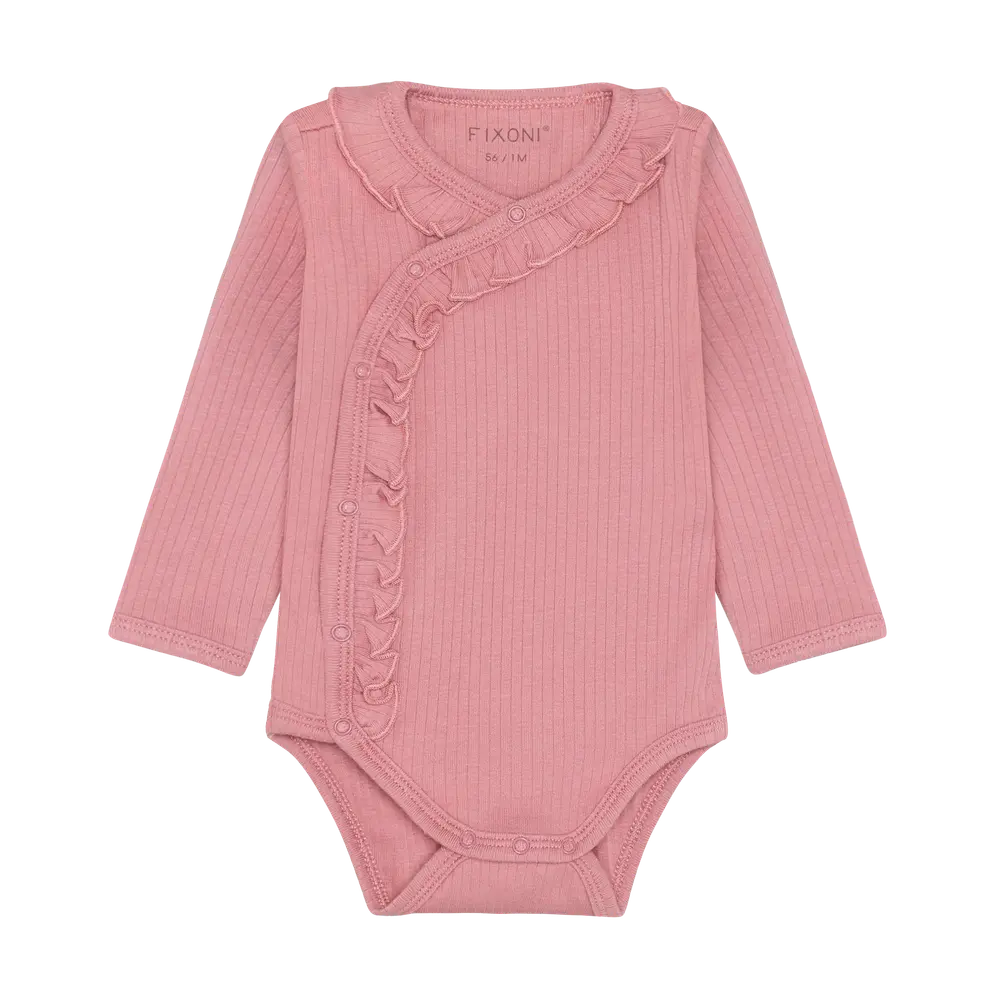 Langærmet Wrap Rib Body - Dusty Rose - 50 billede