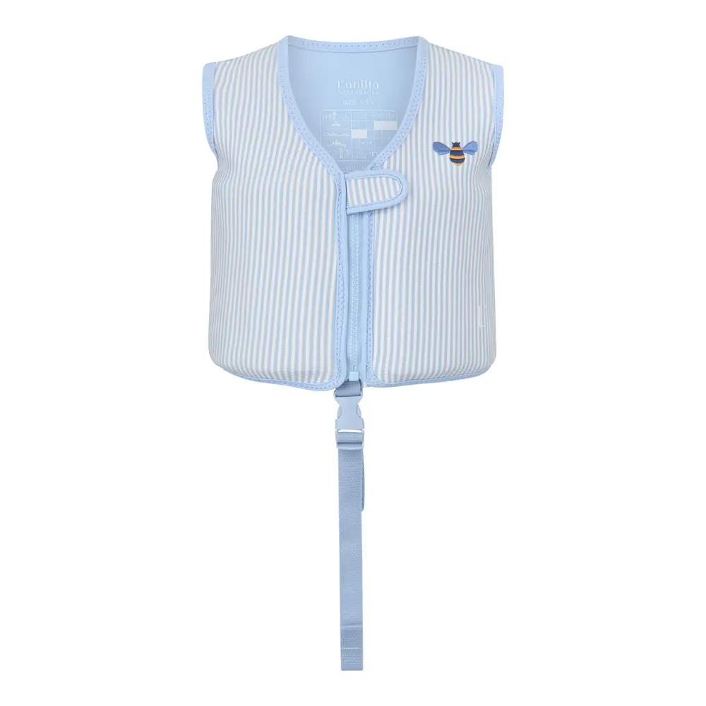 Svømmevest med strop - Seersucker - Honeybee - Blue - 1-3 ÅR billede