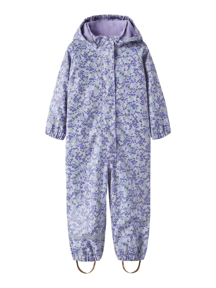 Name It Regndragt m. Fleece - PU - NmfDry10 - Lavender m. Blomst