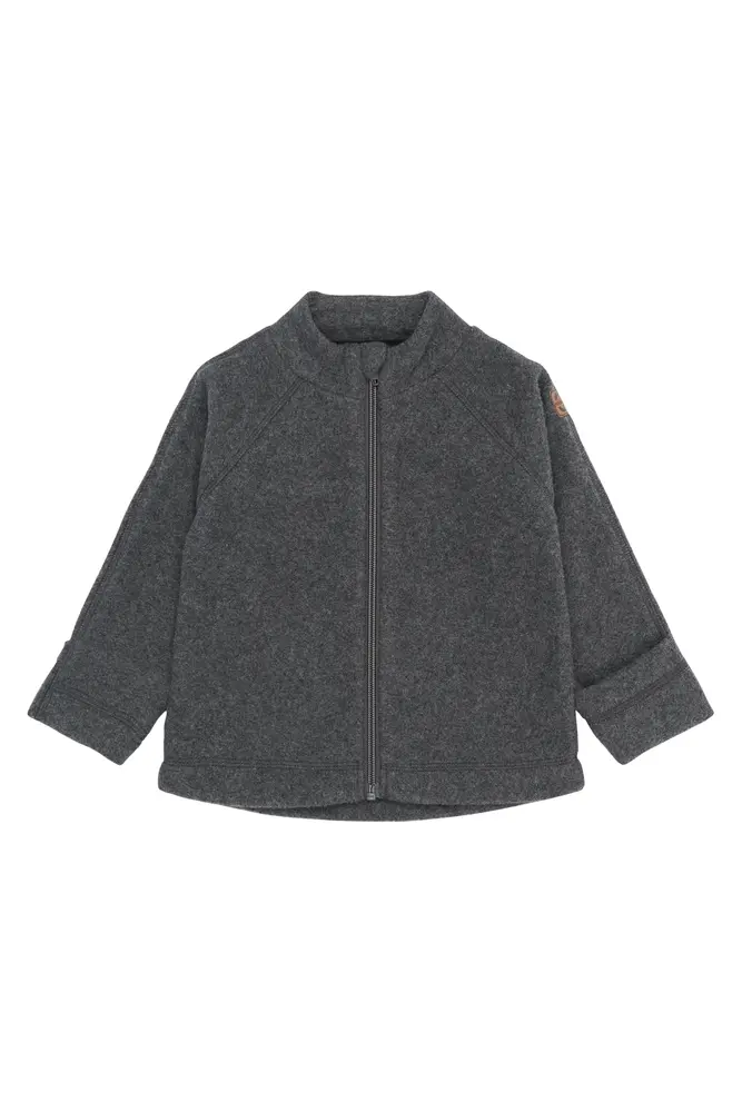 Bomuld Fleece Baby Jakke - Anthracite Melange - 56 billede