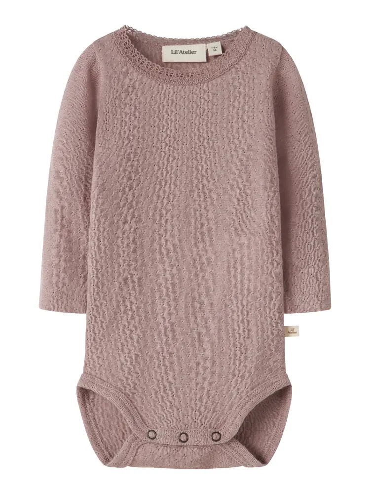 Lil' Atelier Nora Ned Uld Silke Langærmet Slim Body - Fawn - 56