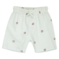 Seersucker Stribede Shorts - Tofu/ Ocean/ Mineral red