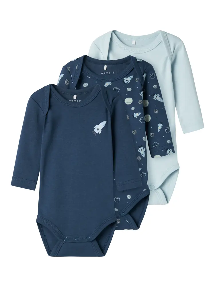 Langærmet Body 3-Pak - Dark denim - 74 billede