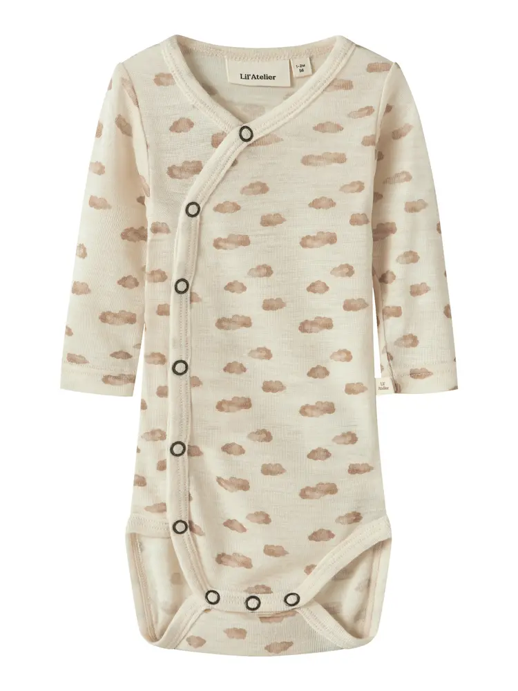 Lil' Atelier Nalu Uld Langærmet Wrap Body - Turtledove - 56