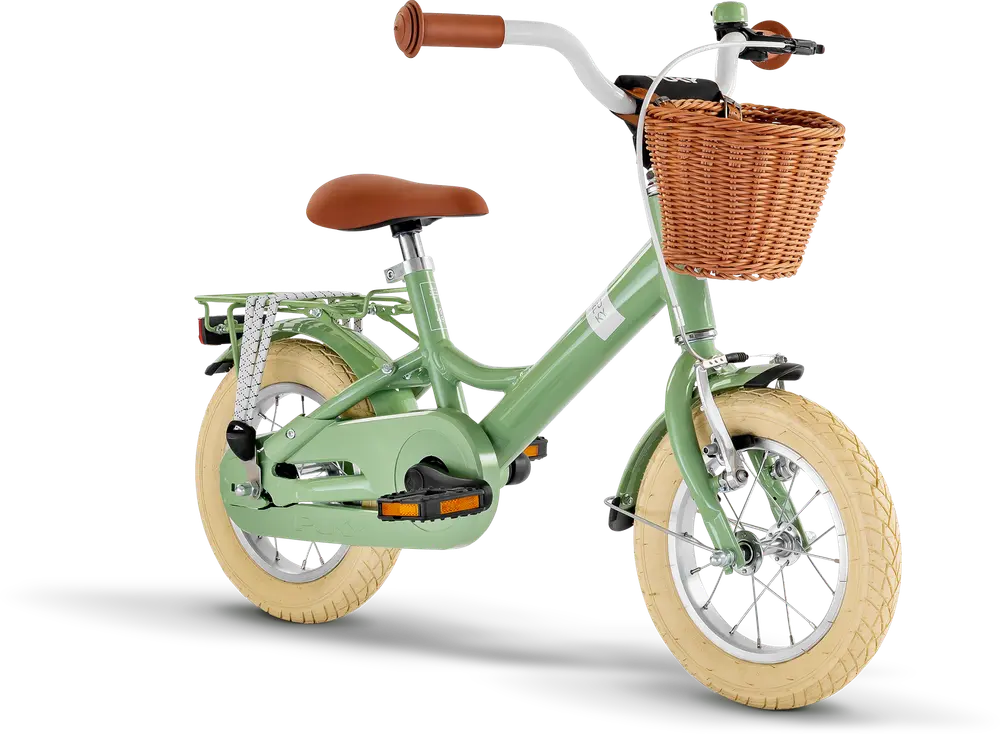 Youke Classic 12" cykel med kurv - Retro grøn billede