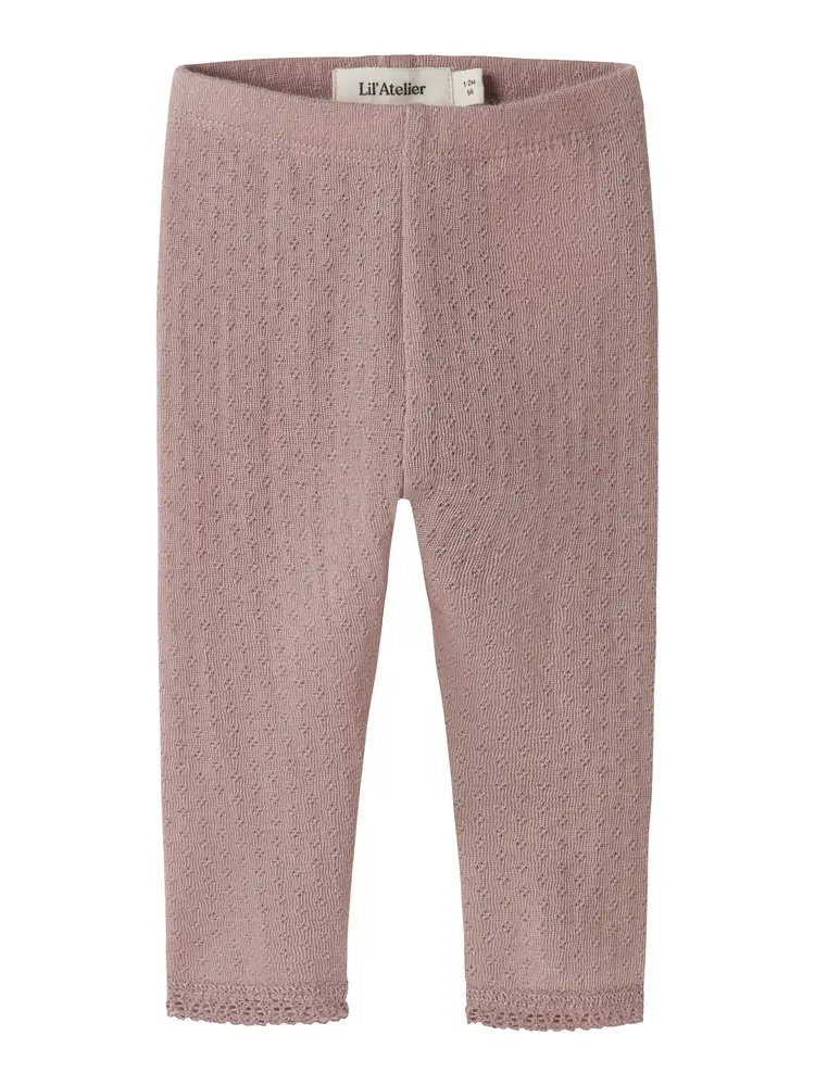 Lil' Atelier Nora Ned Uld Silke Slim Leggings - Fawn - 56