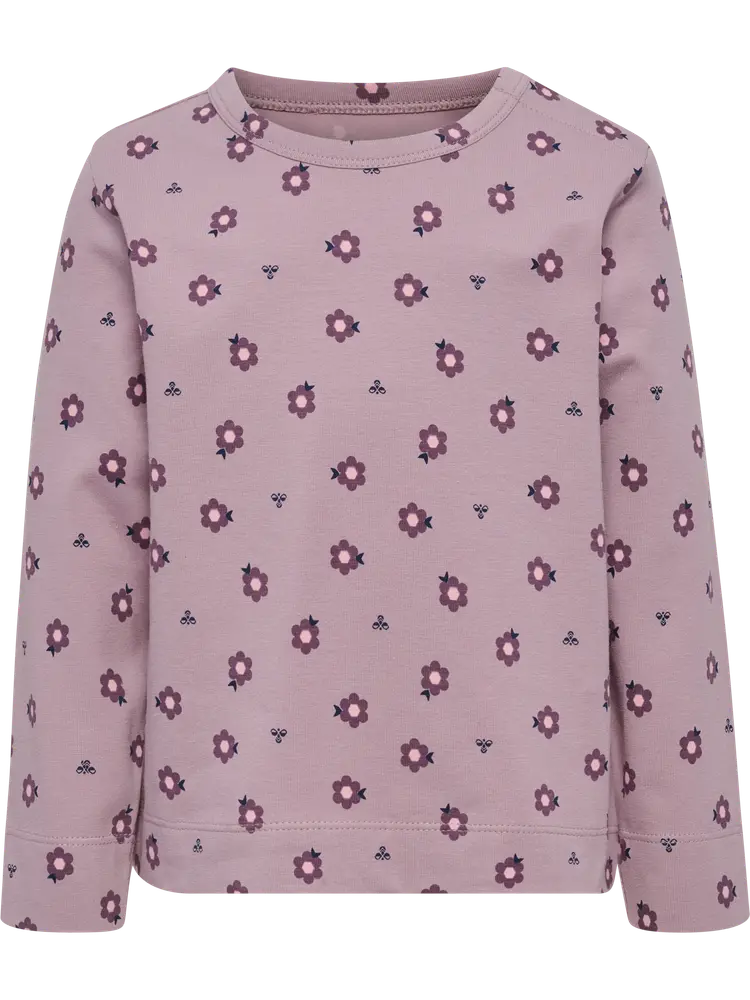 Hummel Langærmet T-Shirt m. Print - Sea Fog - 104