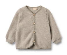 Kari Uld Fleece Cardigan - Khaki melange