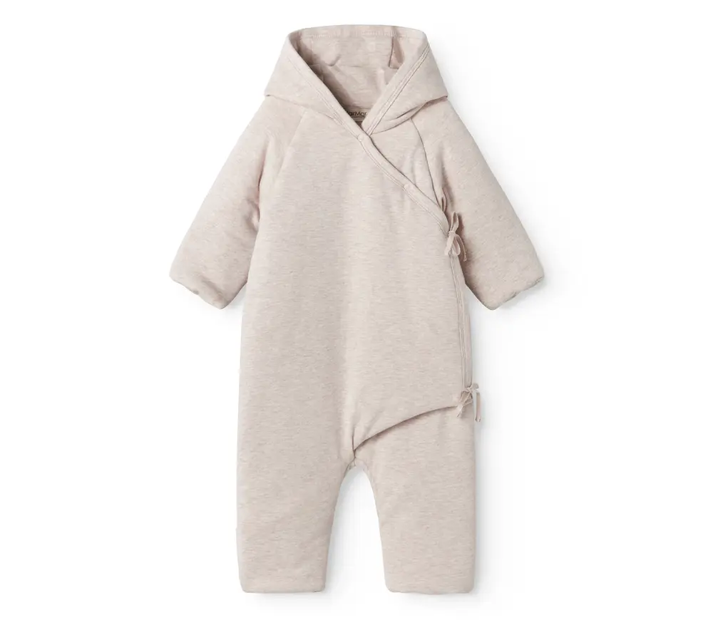 Rex - Vatteret Baby Heldragt - Light beige melange - 56/62 billede