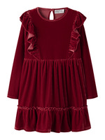 Name It Rididde Velour Kjole - Red Dahlia