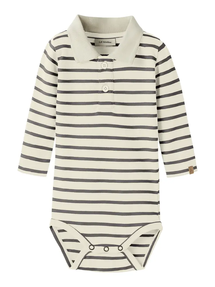 Lil' Atelier Limia Langærmet Polo Body - Turtledove - 56