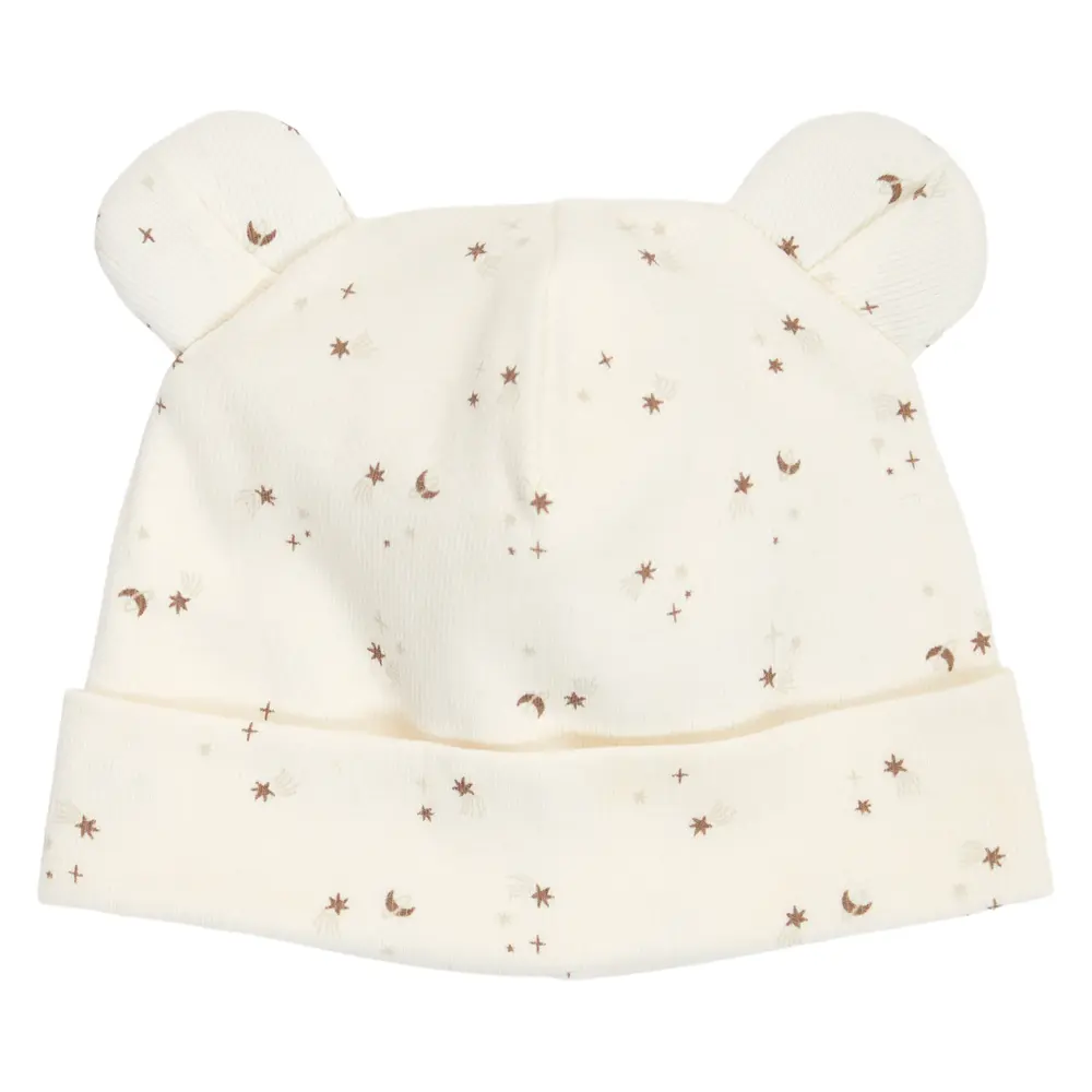 Sparkle Rib Bjørne Hat m. Ører - Balsam cream/ Walnut/ Oat - 68/74 billede