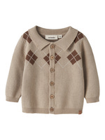 Lil' Atelier Ronan Polo Cardigan - White Pepper