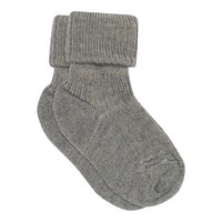 Uld Ankelstrømpe I Rib - 491-Grey