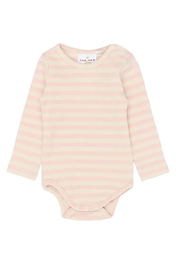 Fro Langærmet Rib Body - Peach Whip Striped - 56 billede