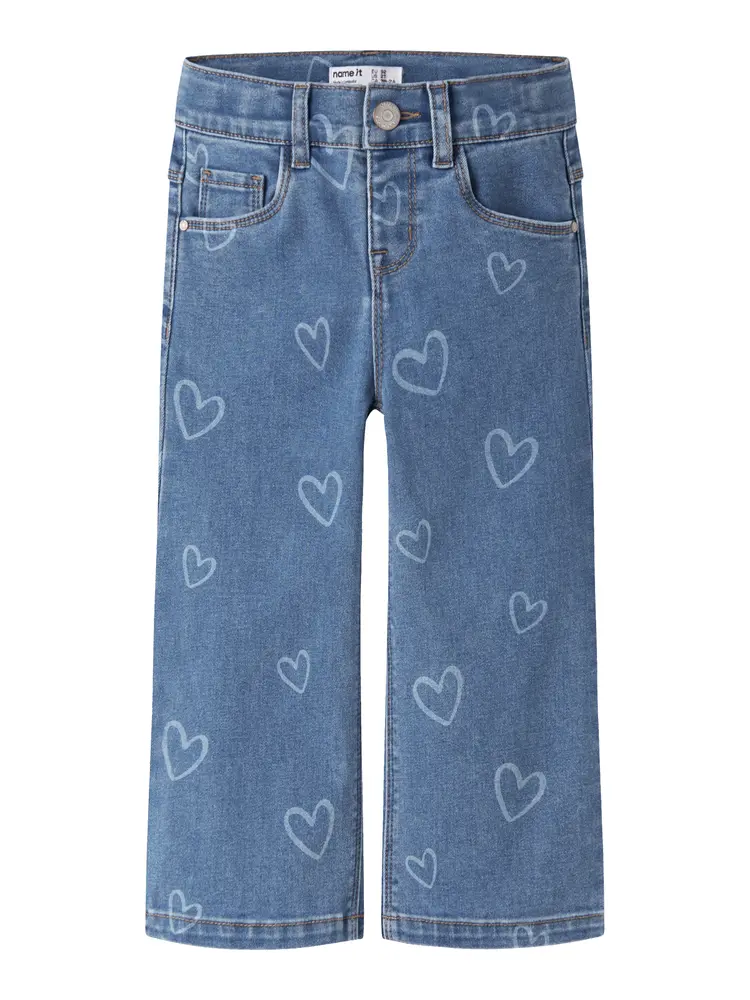 Name It Jeans - Wide - NmfRose - Medium Blue Denim/Hearts