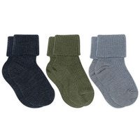 Uld rib baby strømpe 3 pak - 1235