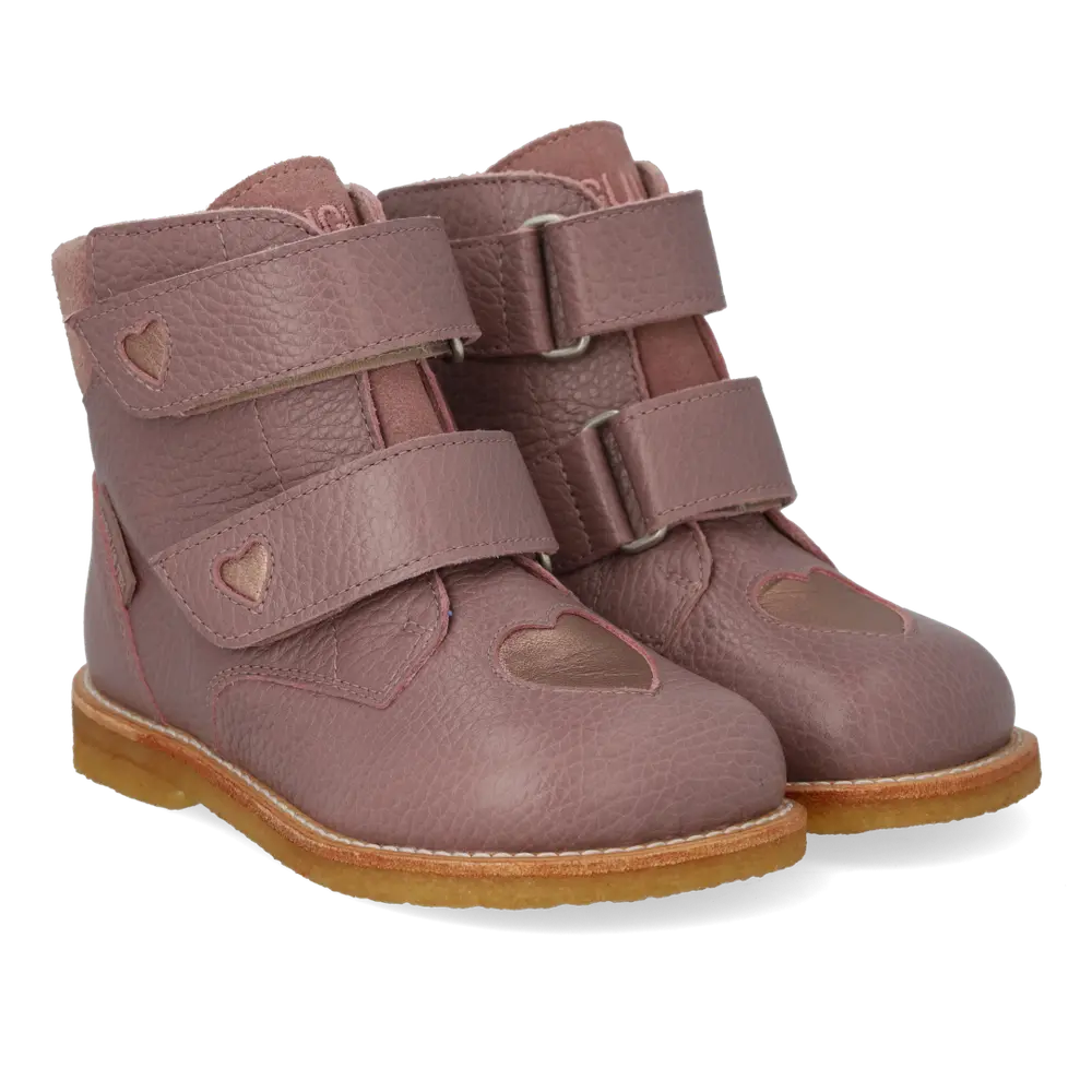 Angulus TEX-Støvle m. Glitterhjerter - Faded Rose/Rose Copper - 24