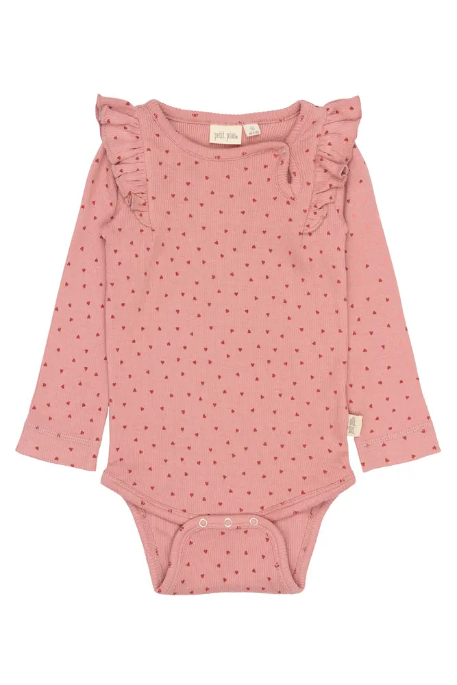Sonja Langærmet Body - Dusty Rose Heart - 62 CM billede