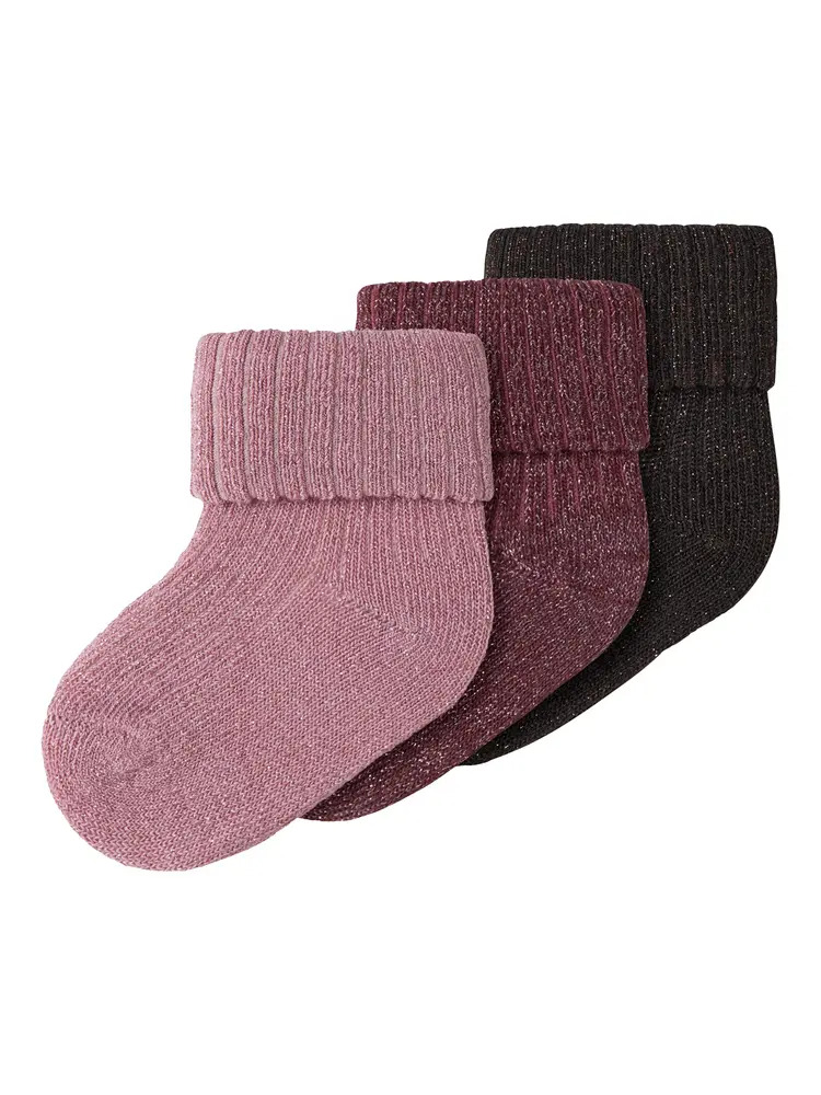Name It Strømper - 3-pak - NbfNobba - Glitter - Lilas/Wild Ginge