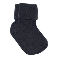 Uld Ankelstrømpe  Rib - Navy