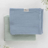 Stofbleer muslin sæt, lysegrøn + lyseblå