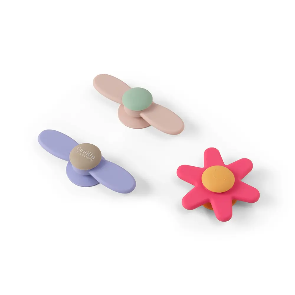 Baby Spinners med sugekop - 3-pak - Pink billede